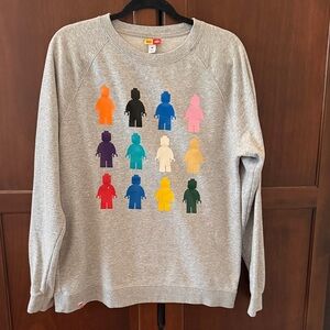 Lego Gray Sweatshirt with Multicolor Lego Minifigure Grid